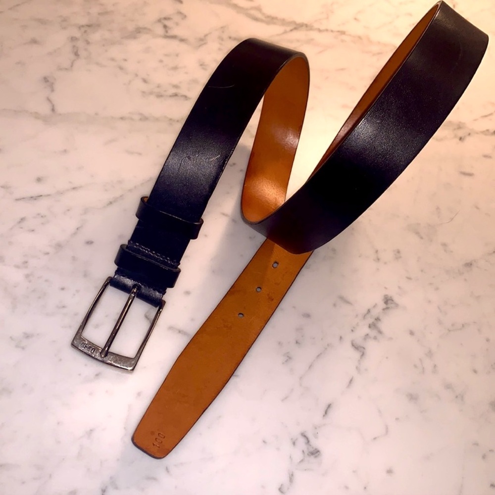 Etro Belt Size 100 Black Leather Belt with Silver Tone Buckle